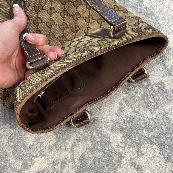Gucci Monogram GG Small Charmy Tote Bag Brown Bolt Hardware Accent Luxury - Picture 17 of 17